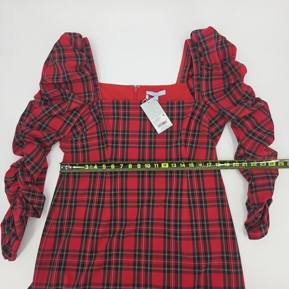 Antonio Melani Elena Midi Dress Size 16 Red Tartan Plaid Holiday Xmas Christmas - Picture 7 of 9